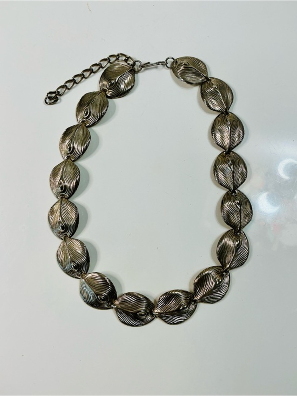 Antique Silver Leaf-Link Necklace - Women Jewelry